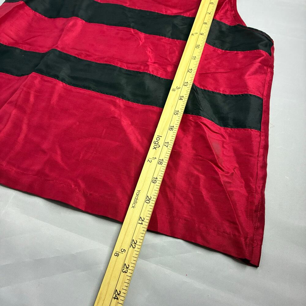 Erin London Petite 100% Silk Maroon Black Tank Top US Small Coquette Stripes - Picture 6 of 7